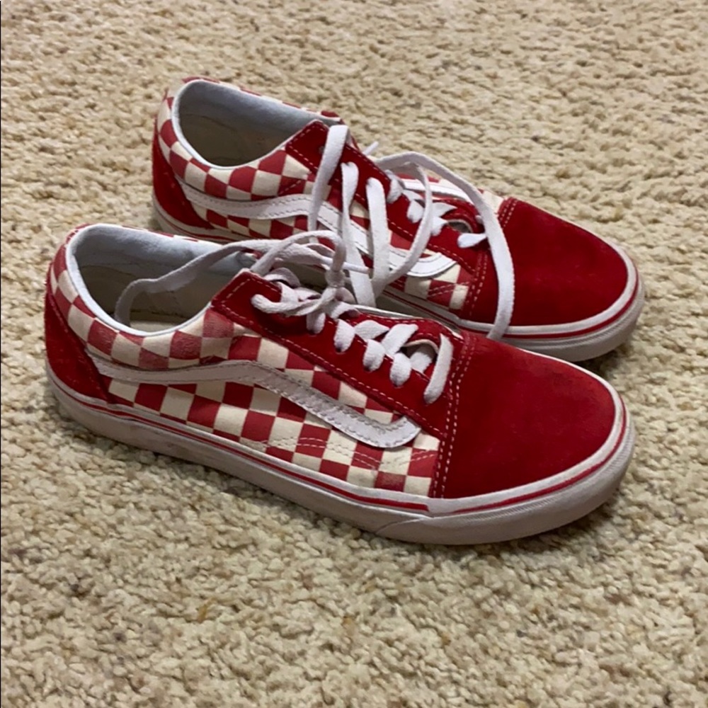 Unisex red checkered vans
